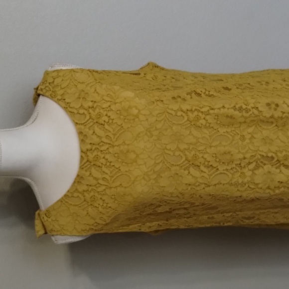 Charming Charlie Yellow Lace Overlay Sleeveless Shift Dress Size XL - Picture 2 of 7